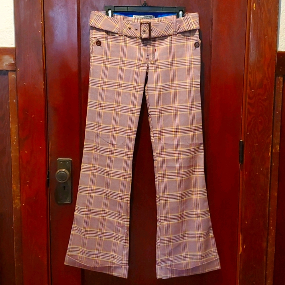 Early 2000s Low Rise Flare Plaid Pants Hollister